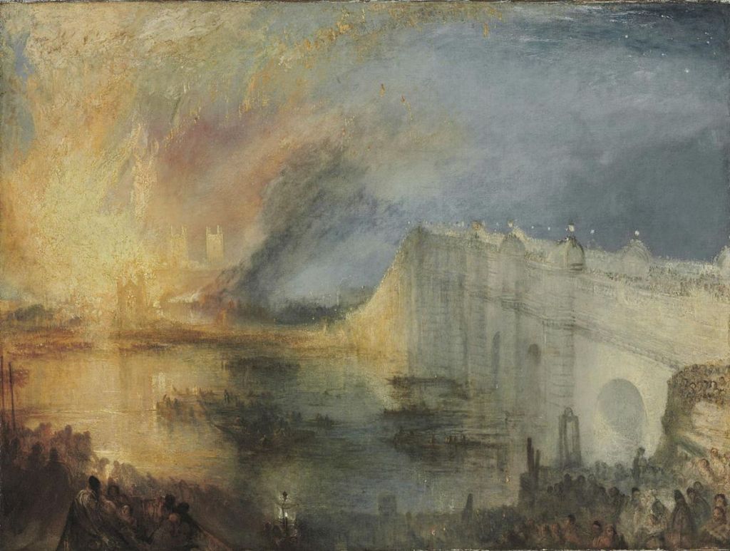 William Turner, O incêndio na câmara dos comuns, 1835