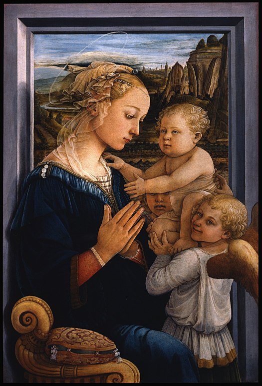 Filippo Lippi - Madona com Menino e dois anjos, c. 1465